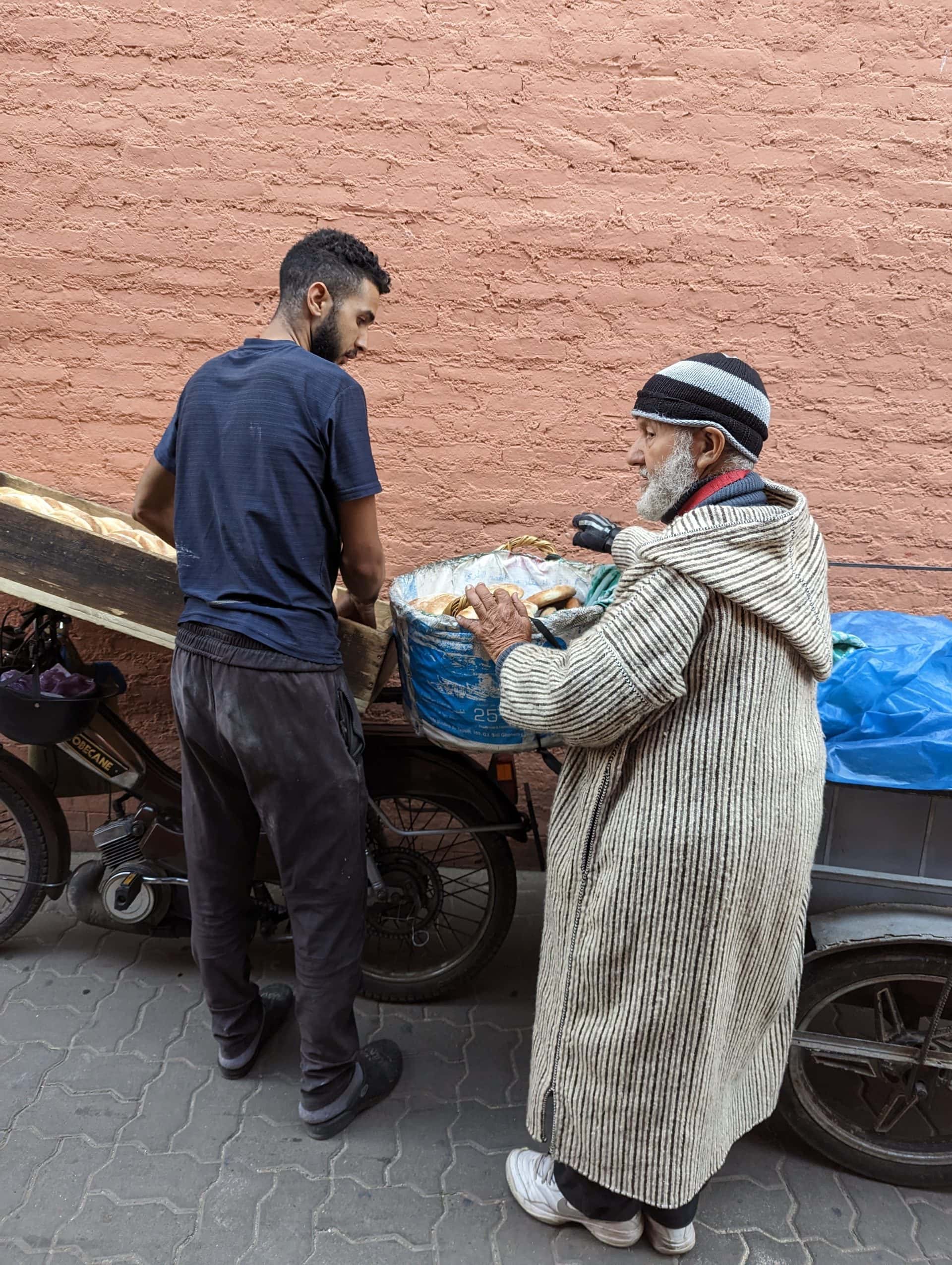 Delivering bread in Morocco.