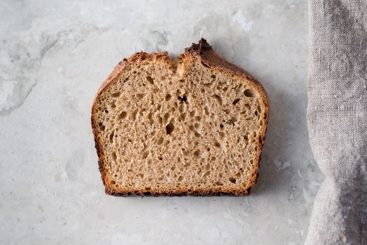 whole wheat sourdough sandwich bread crumb