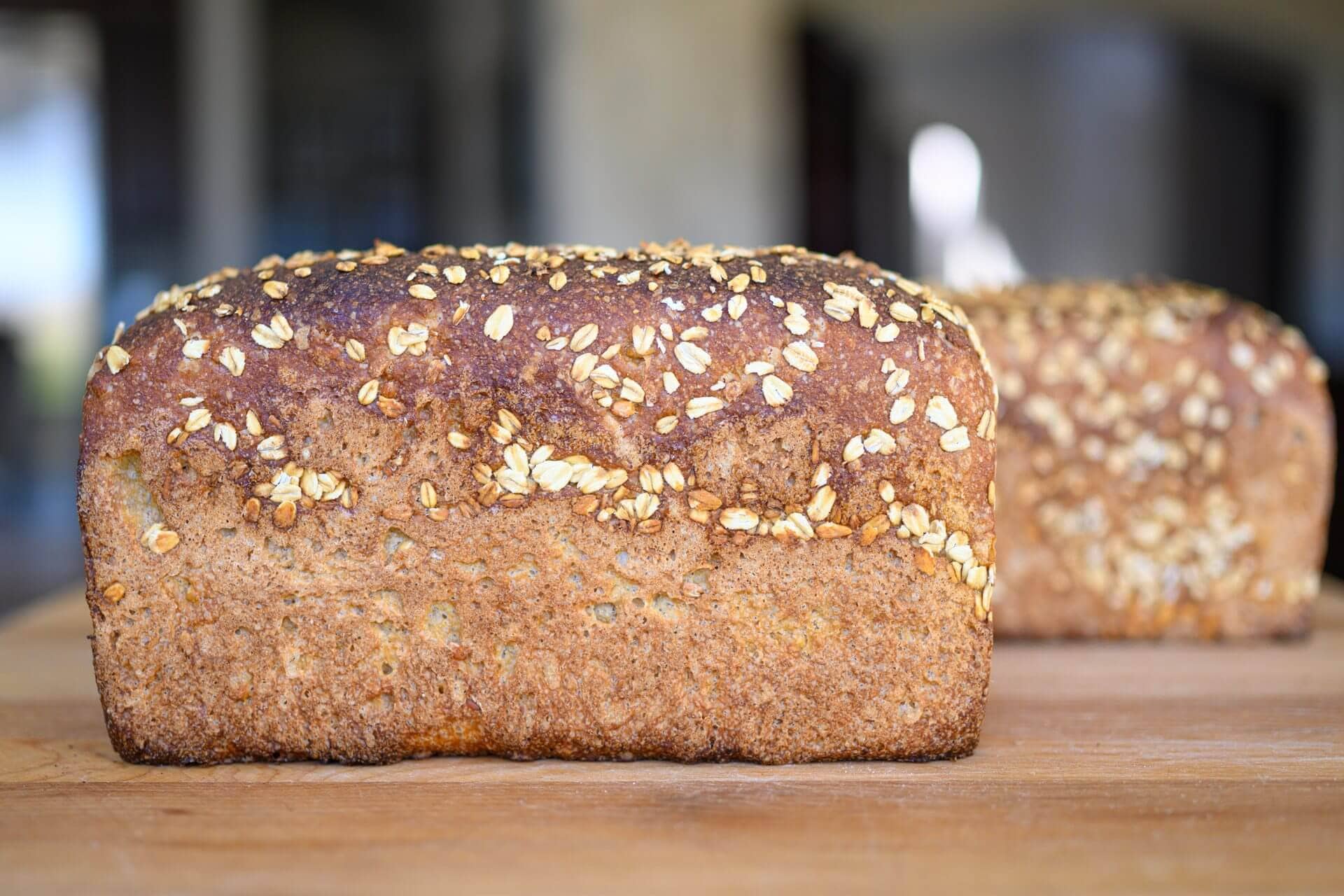 Honey whole wheat and barley pan loaf crust