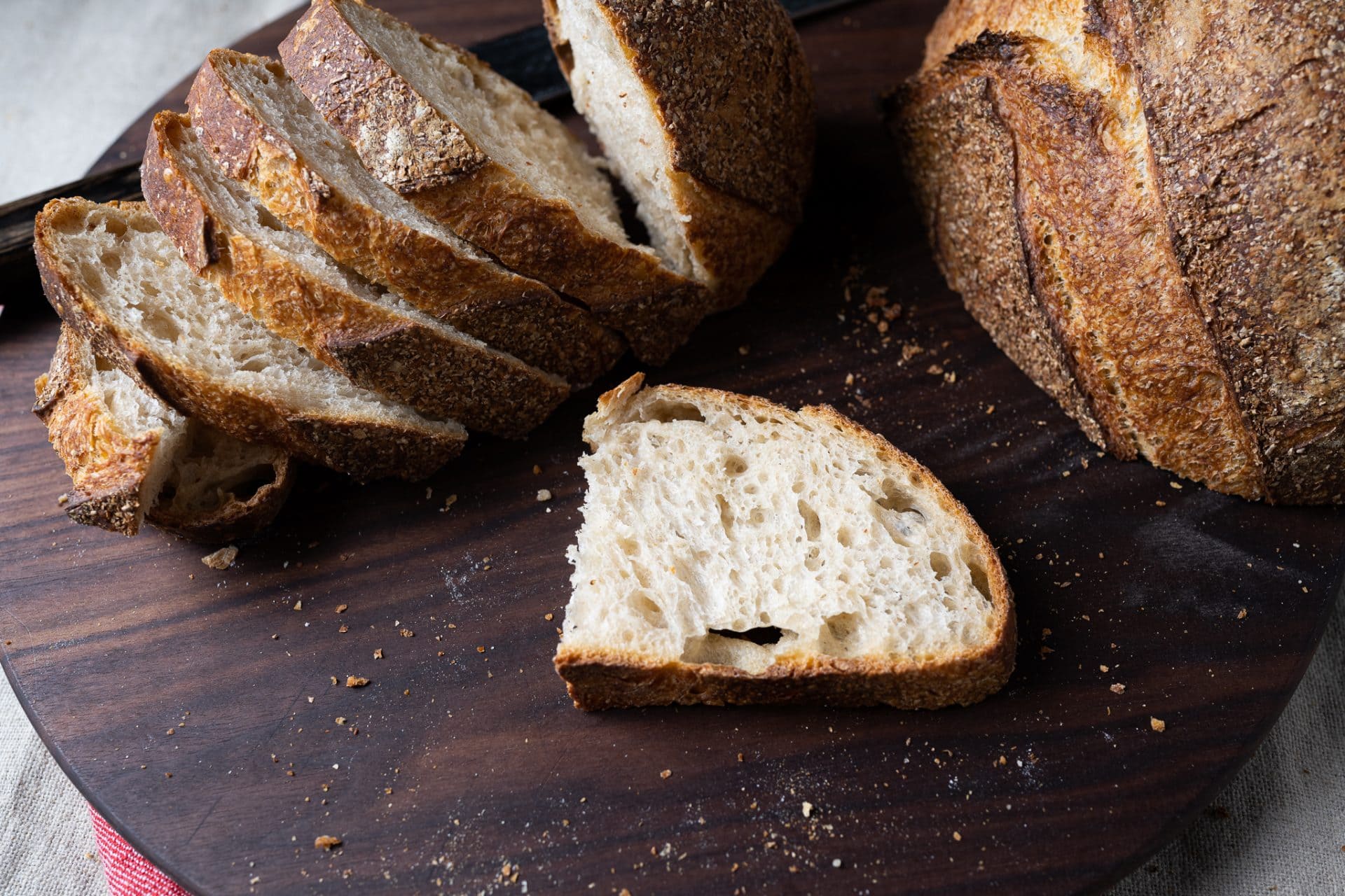 No-knead sourdough bread crumb