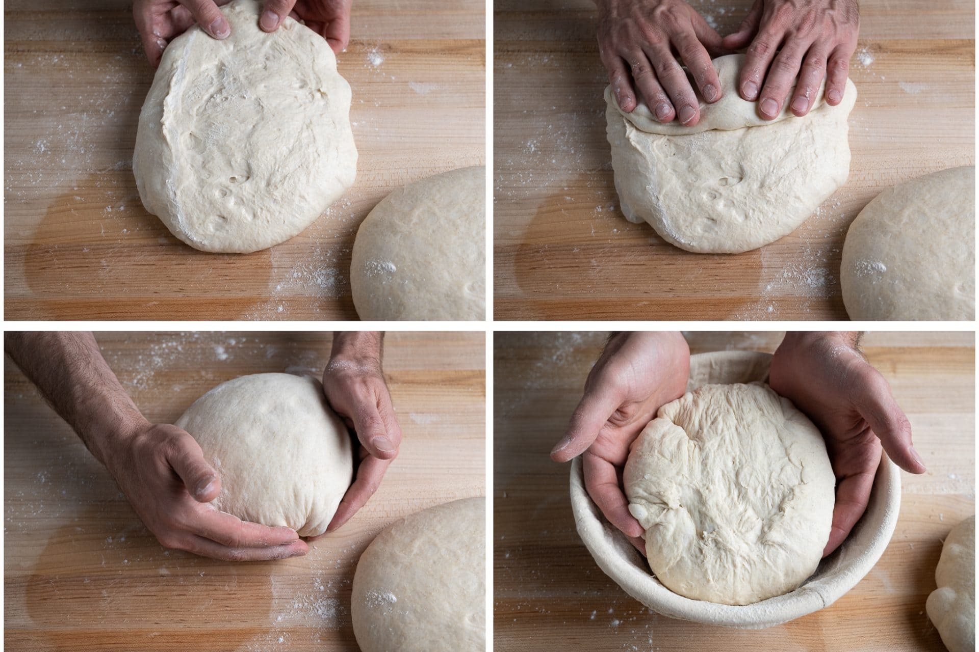 Shaping no-knead sourdough bread