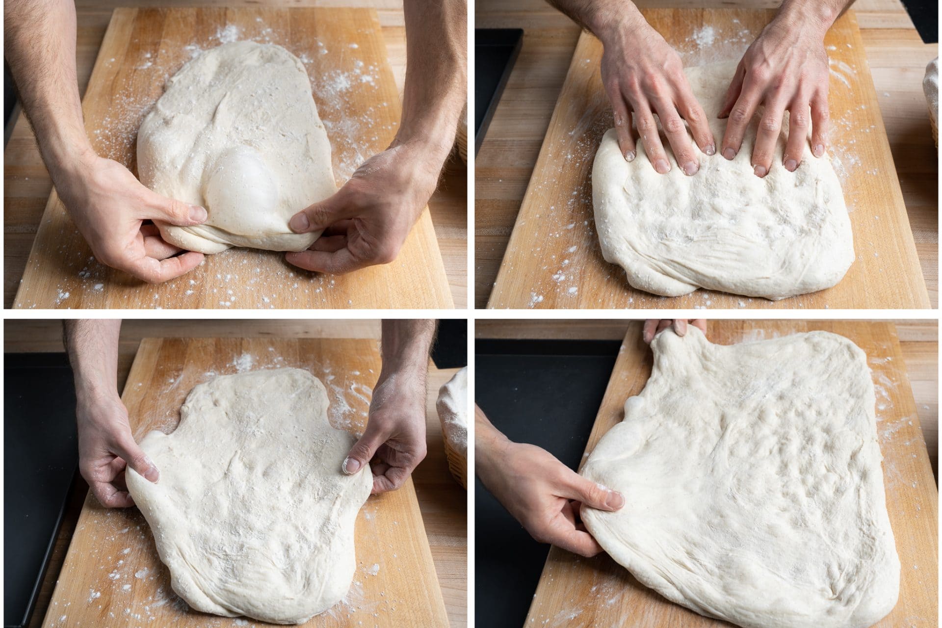 Shaping our sourdough pizza dough.